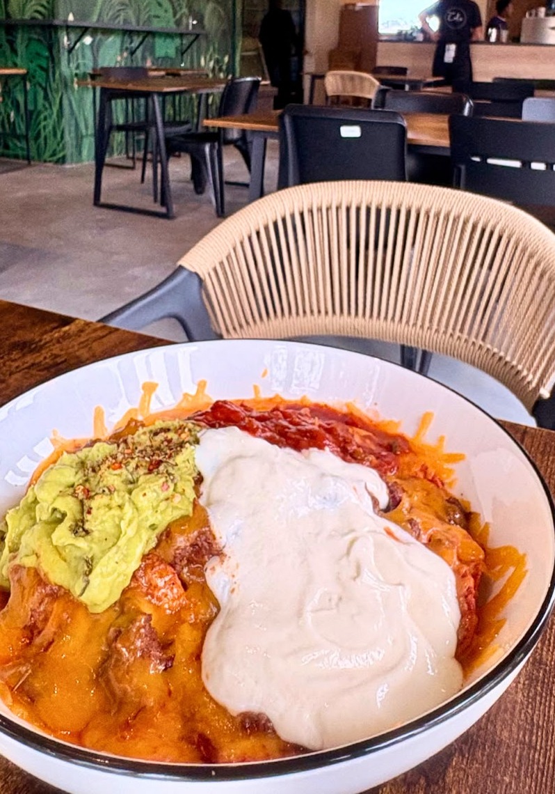 Loaded nacho bowl inside the cafe